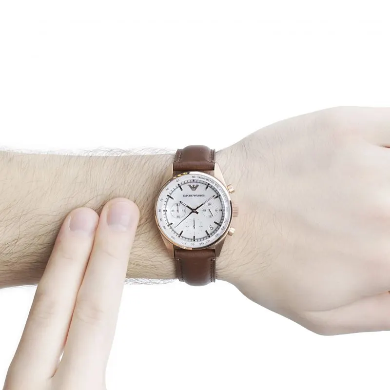 Emporio Armani Classic Chronograph Silver Dial Men's Watch- AR5996